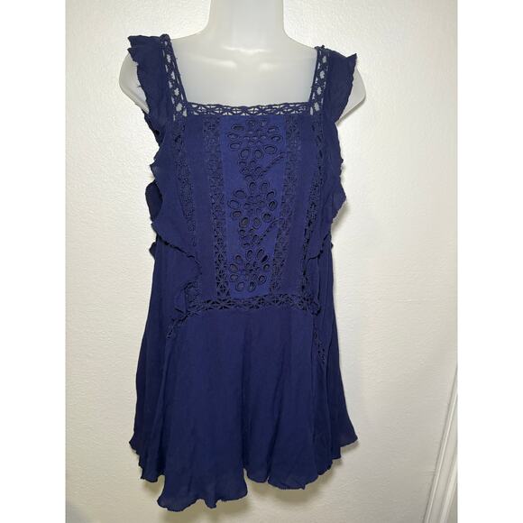 Free People FP One Navy Blue Boho Tunic Dress – Size Medium - Picture 2 of 8